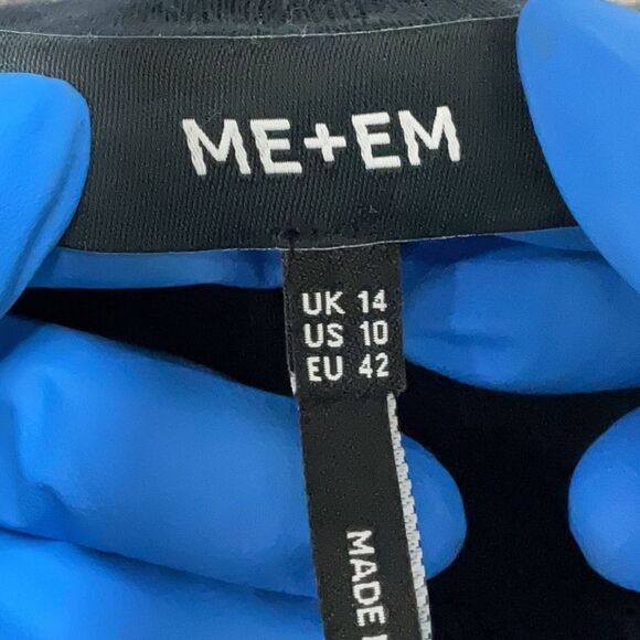 ME+EM Classic Navy Mock Neck Liquid Knit Ribbed Layering Long Sleeve Shirt Sz10 - Picture 4 of 10